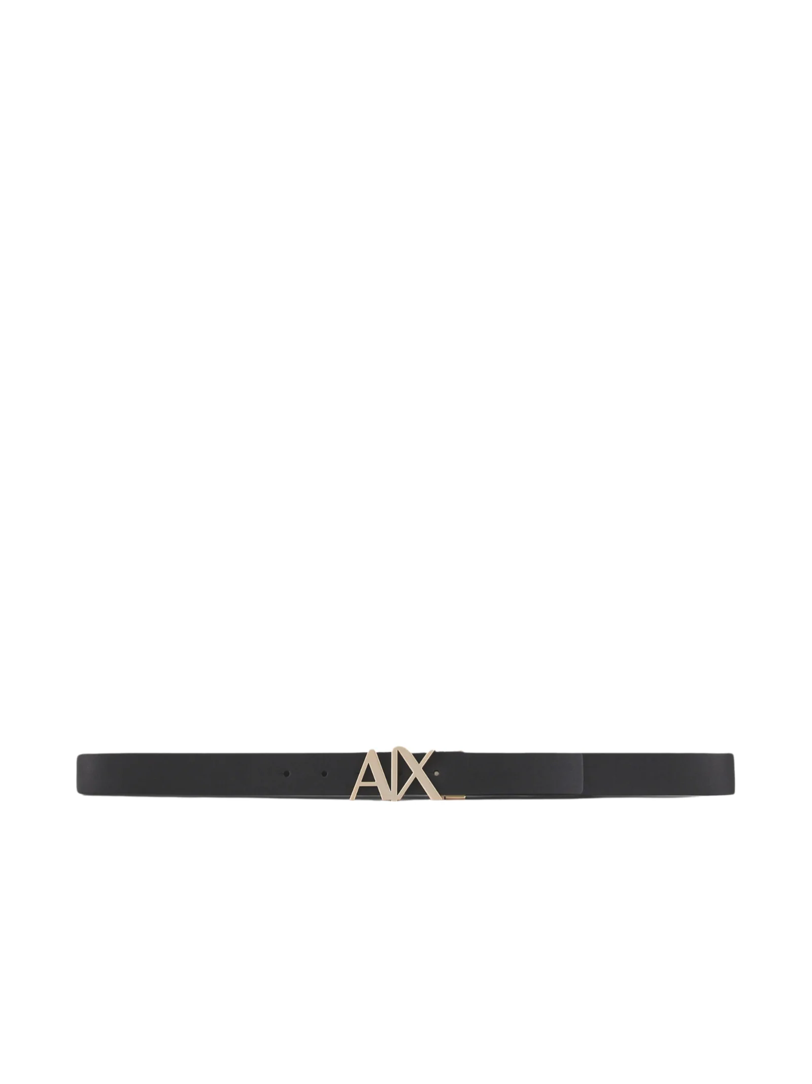Cintura Armani Exchange nera con fibbia logo AX dorata - Image 2