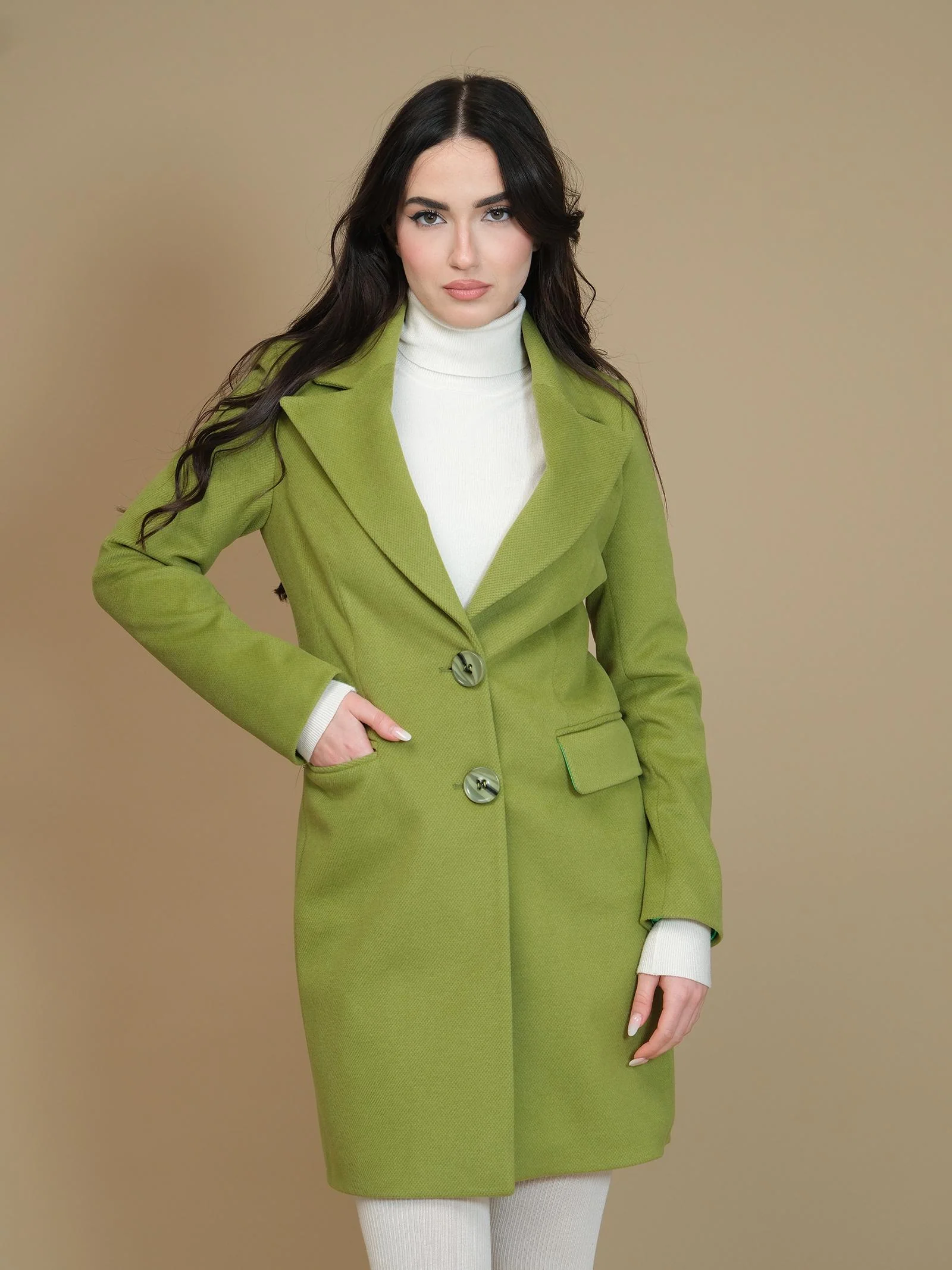 Cappotto corto monopetto Armoire Antonella verde
