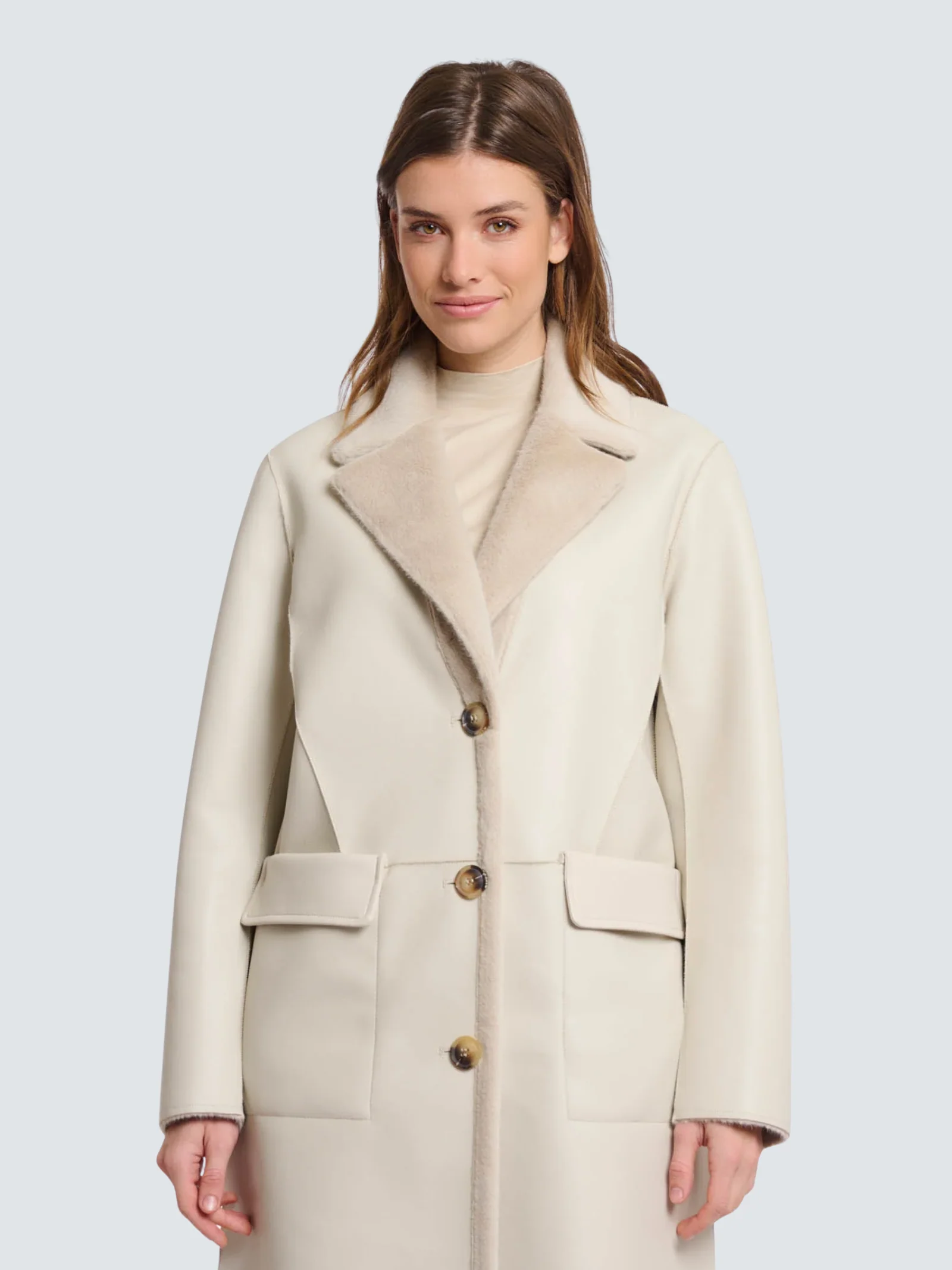 Cappotto lungo "Tatiana" Rino & Pelle beige reversibile