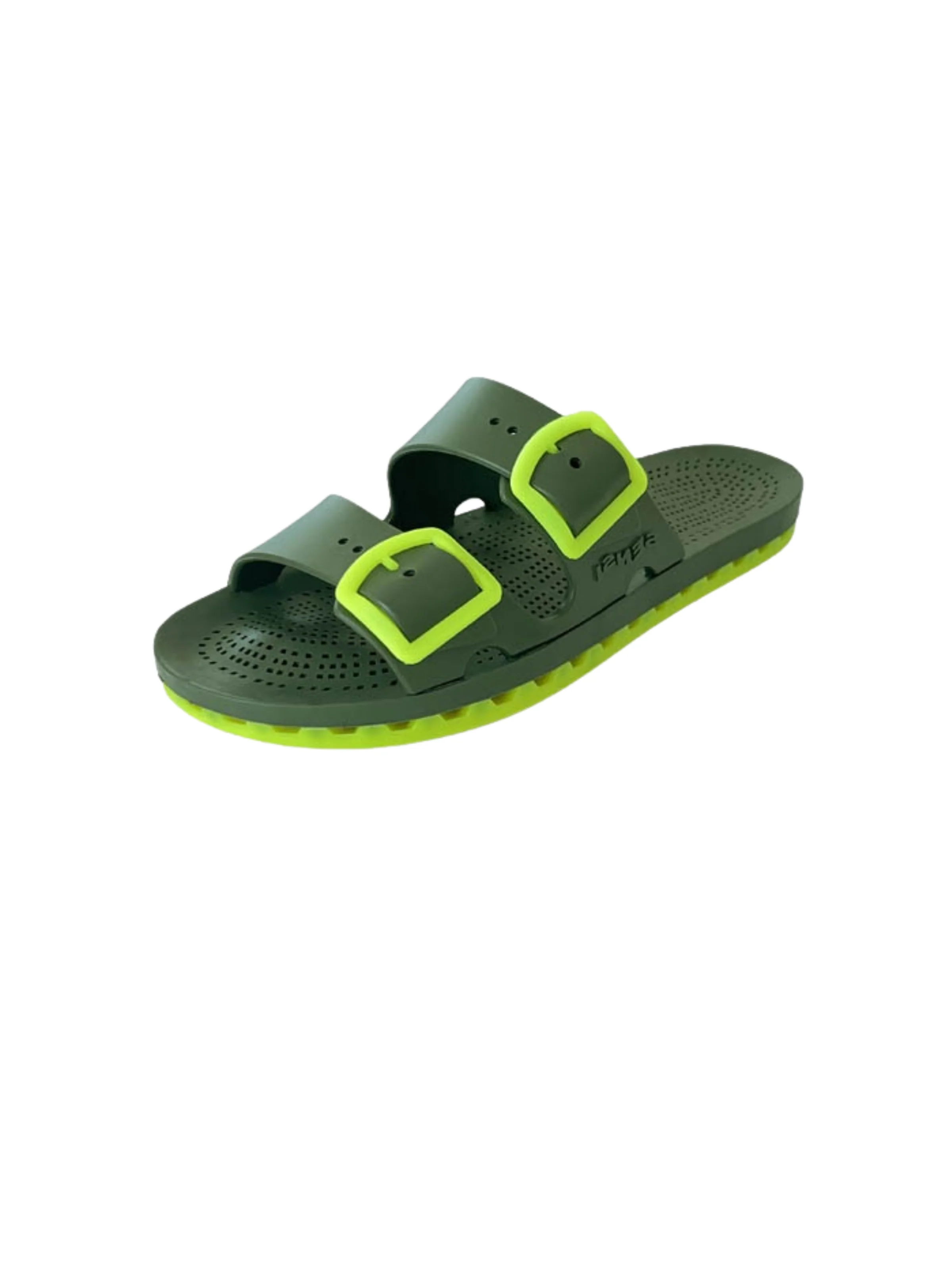 Ciabatte "La Jolla Jungle" Sensi verde con inserti fluo giallo
