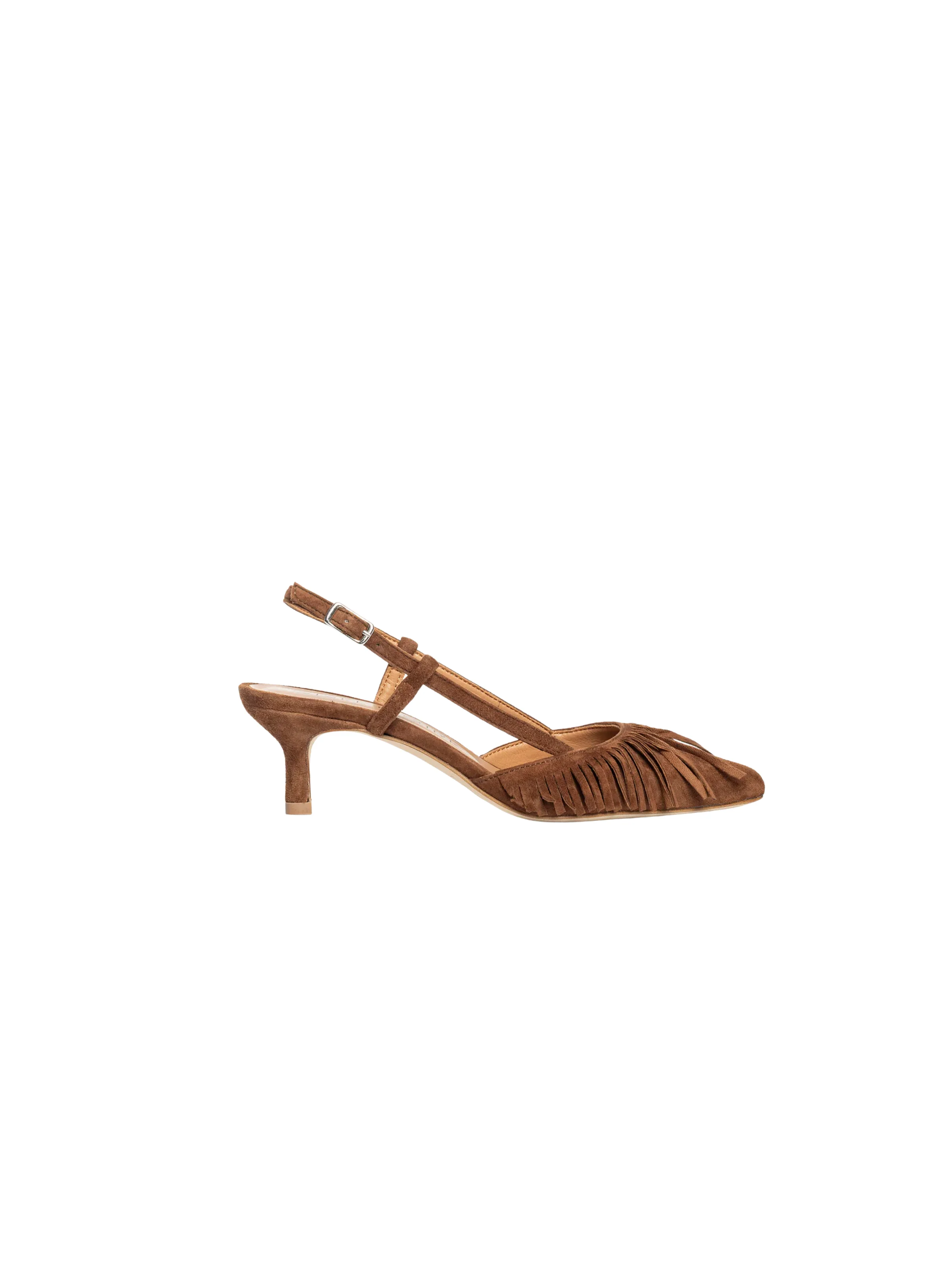 Décolleté Gisel Moirè in suede cuoio con frange
