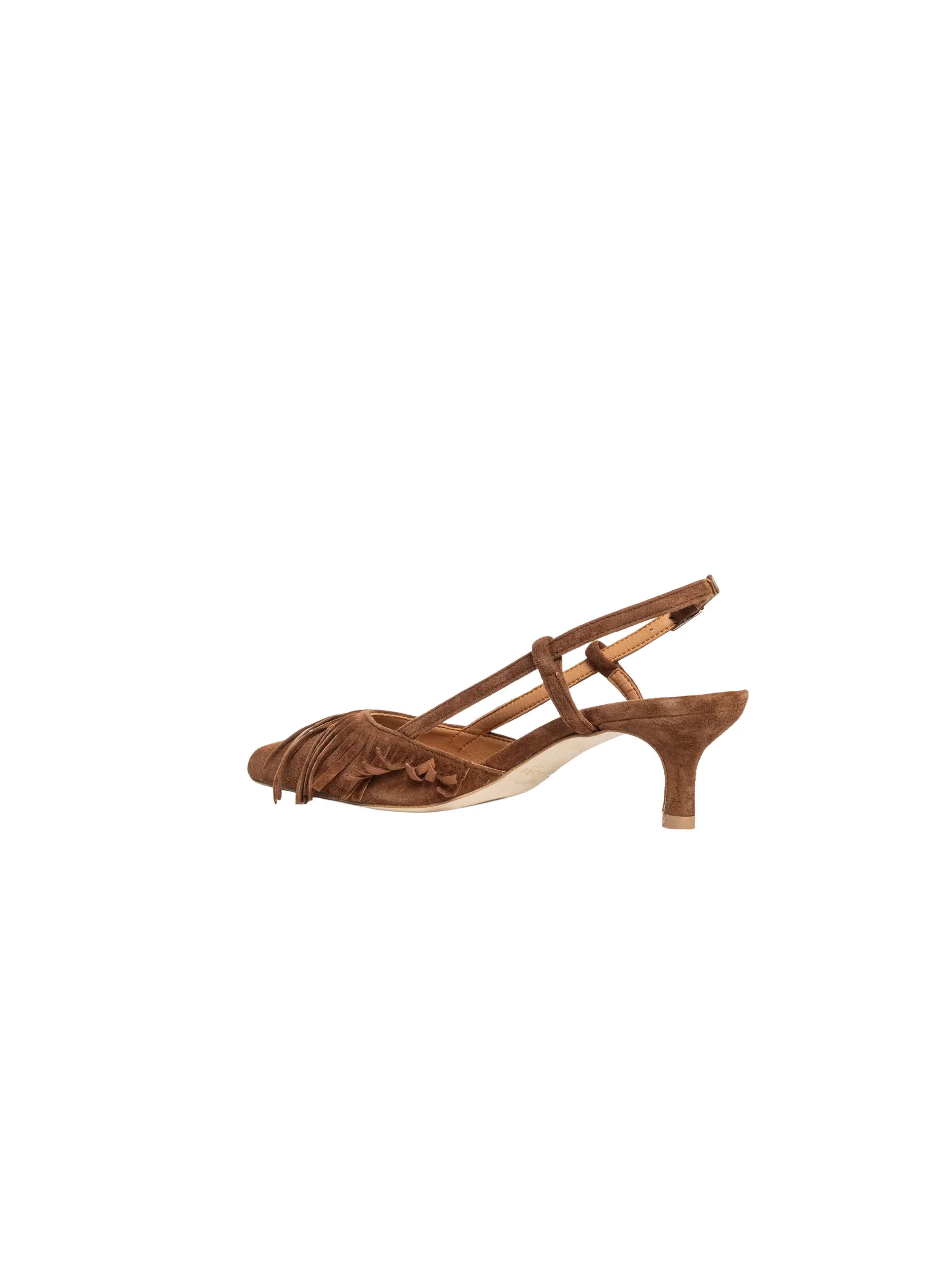 Décolleté Gisel Moirè in suede cuoio con frange - Image 5