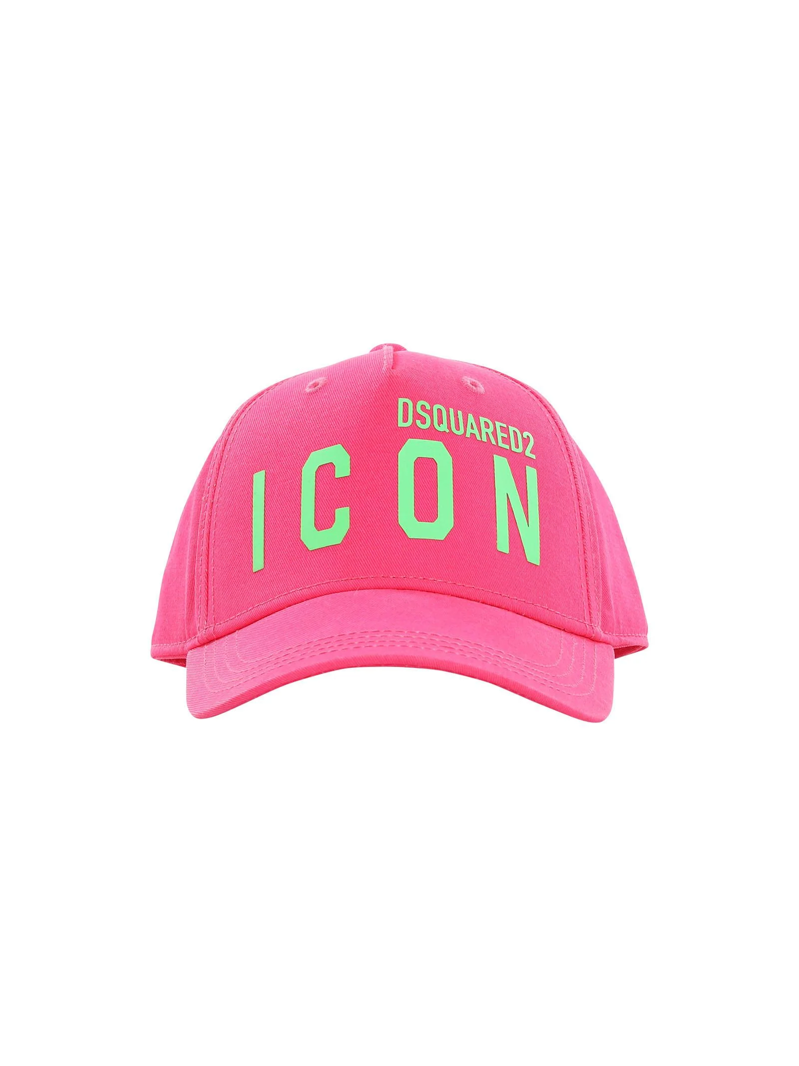 Cappello fucsia fluo con visiera e logo Icon verde fluo