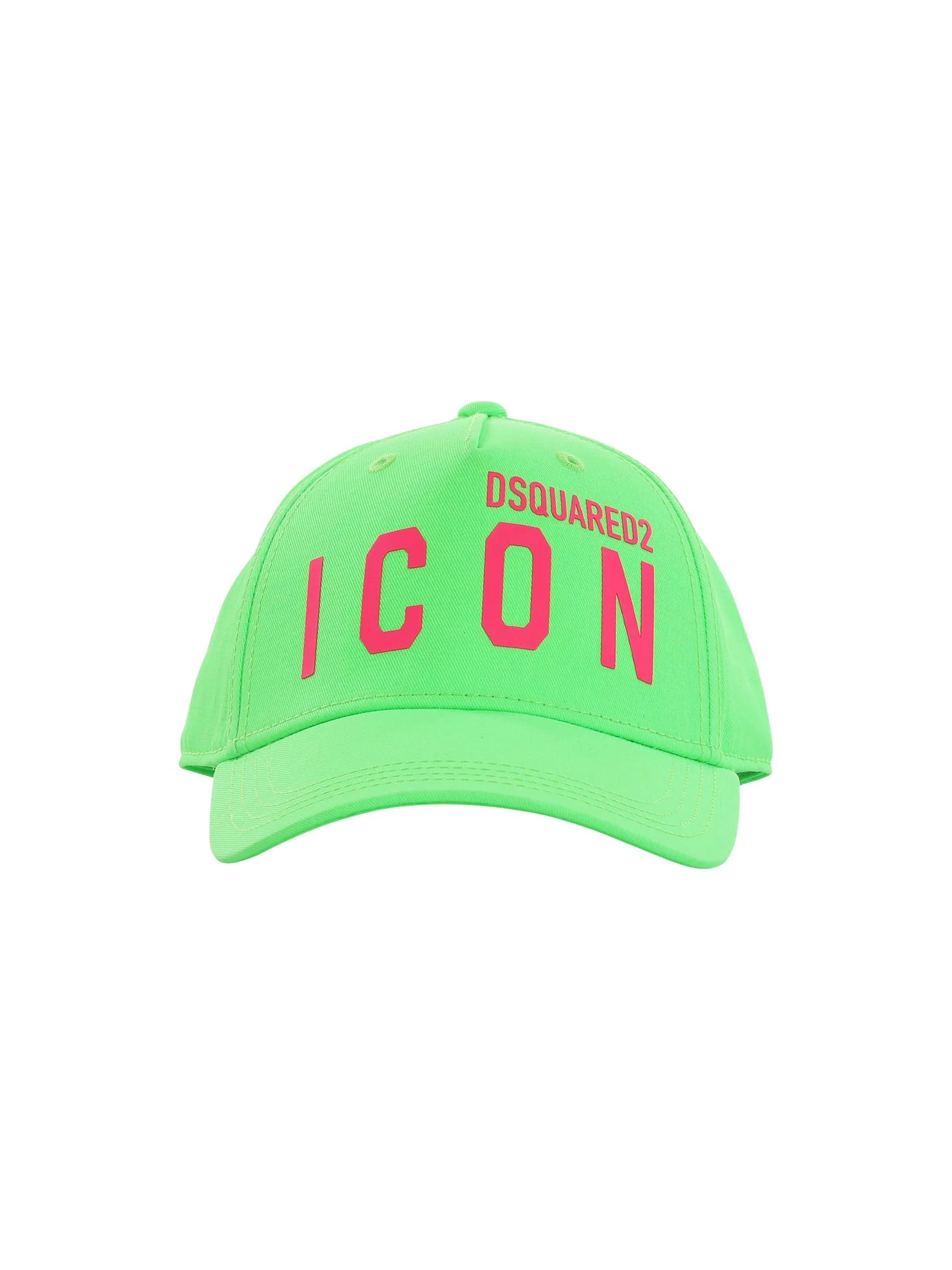 Cappello verde fluo con visiera e logo Icon fucsia fluo