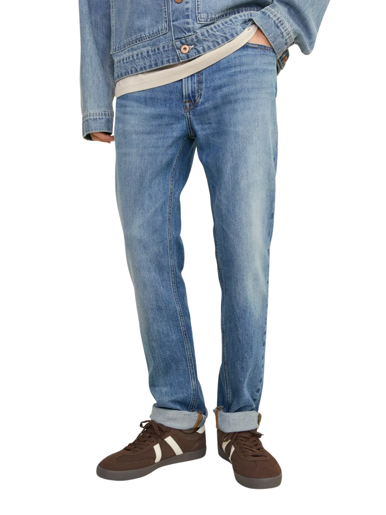Jeans Jack & Jones blu con risvolto