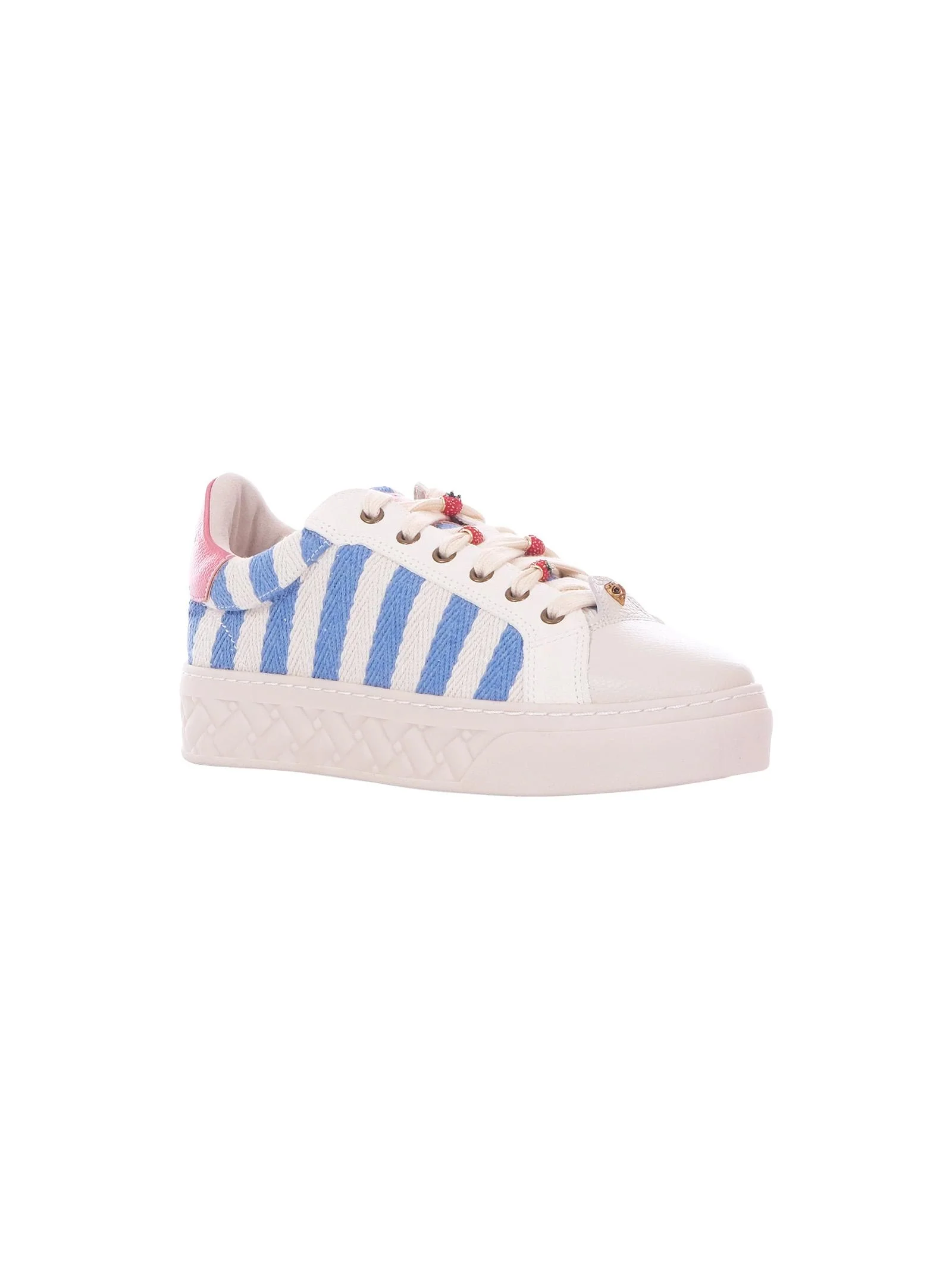 Sneakers Kurt Geiger bianca con dettagli azzurri e fragoline - Image 2