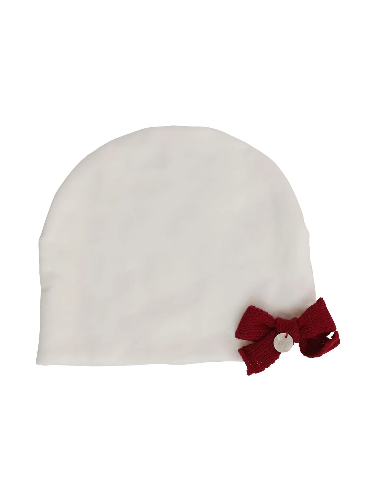 Cappello cuffia bianco con fiocco