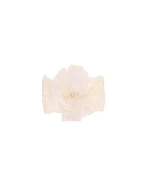 Fascia Marlù avorio con fiore in tulle e pizzo