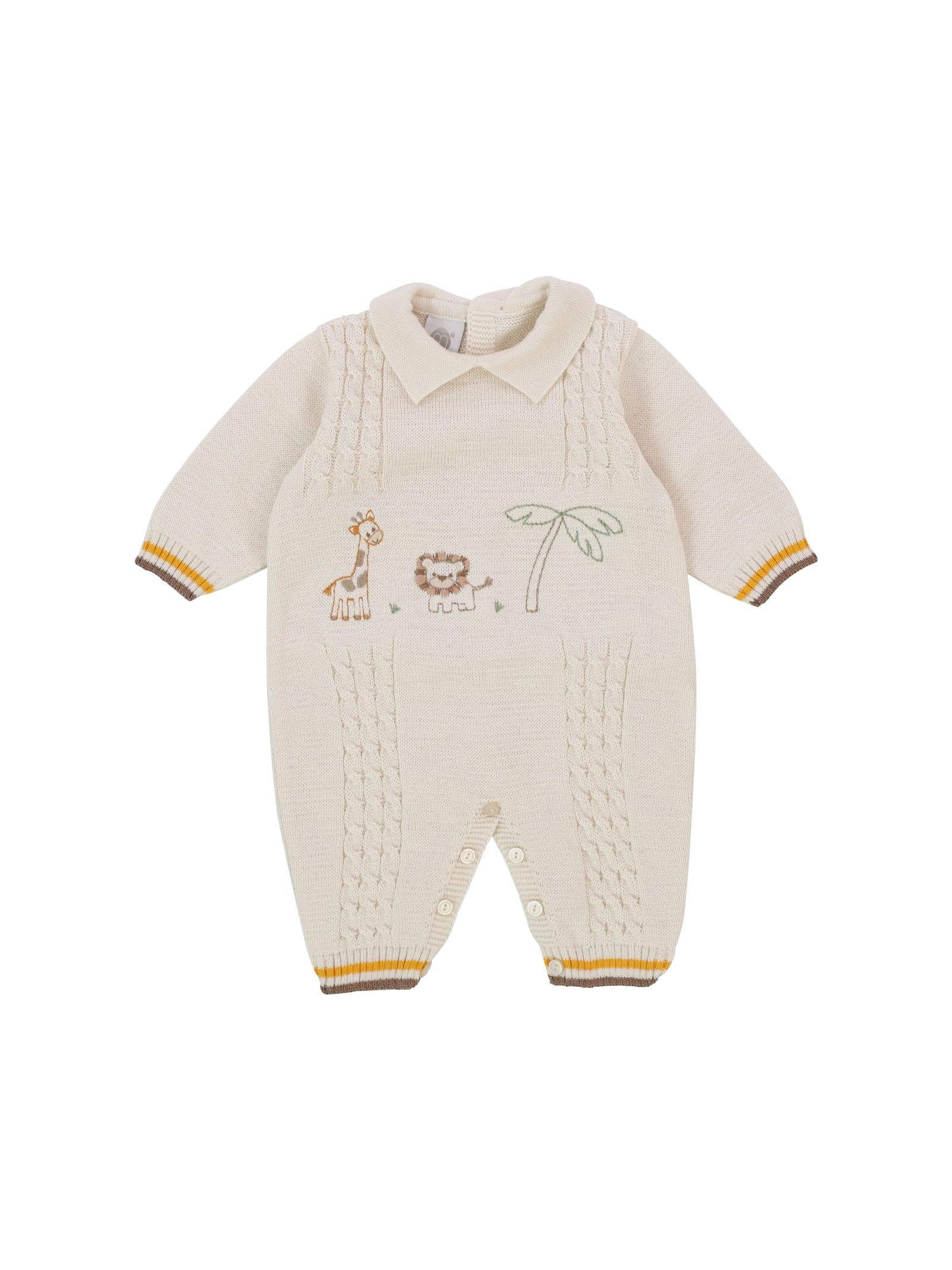 Tutina in filo beige ricamo jungle