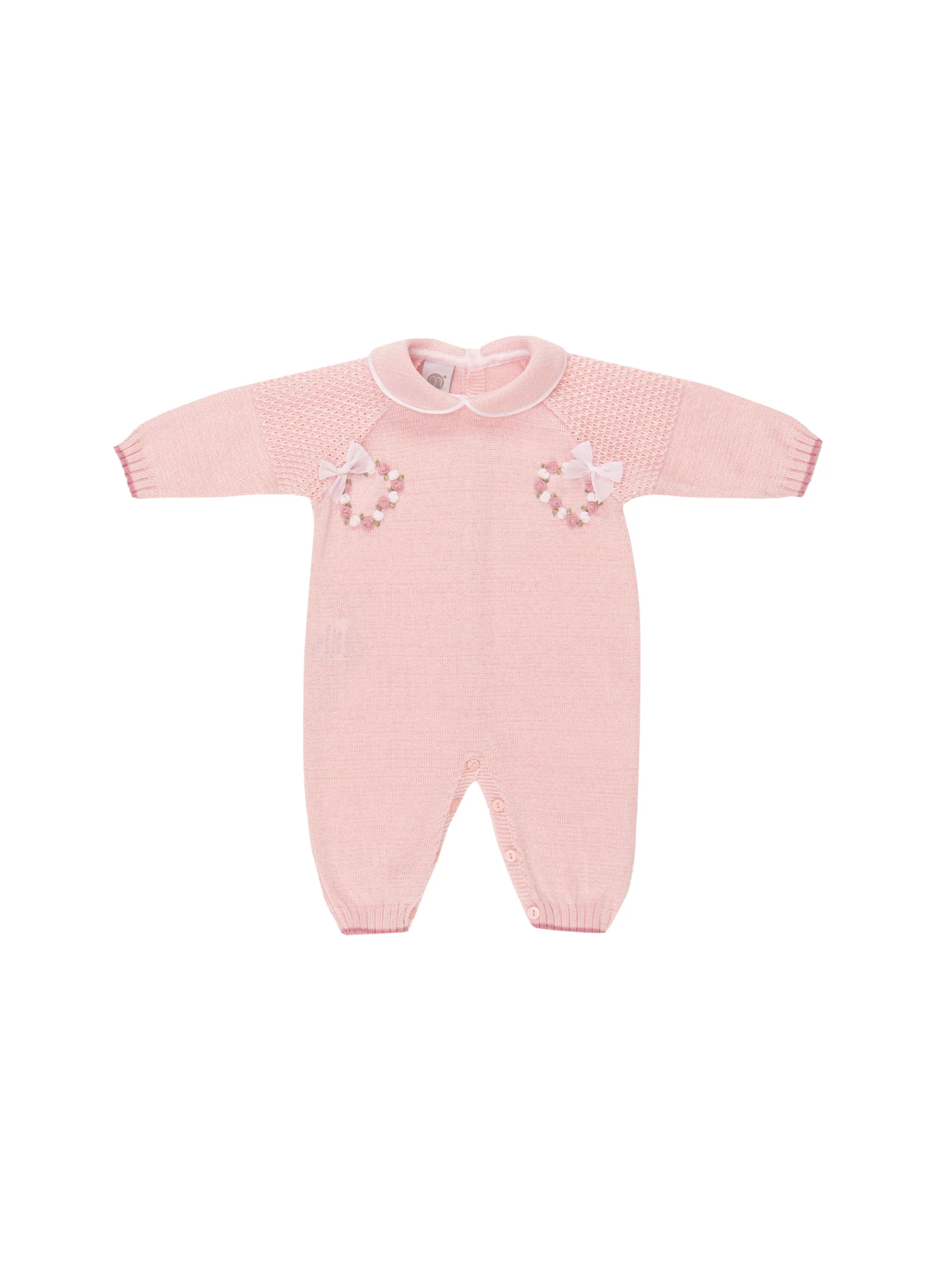 Tutina Marlù rosa con fiocchetti applicati sul fronte