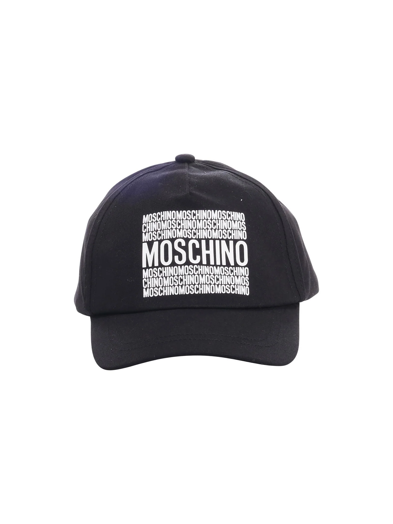 Berretto Moschino nero con logo lettering ripetuto