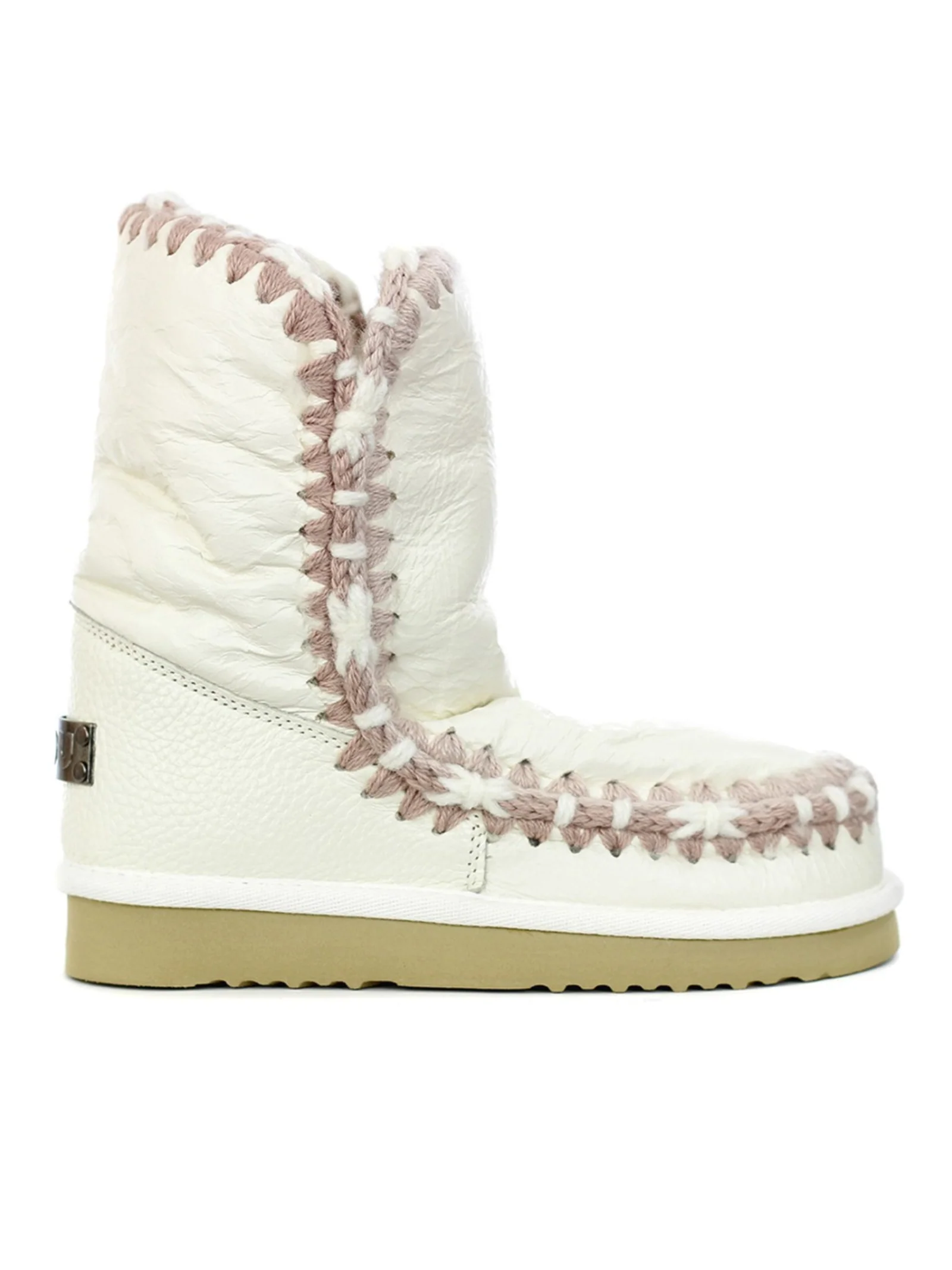 Mou Eskimo 24 cm Overstitching in pelle increspata bianca