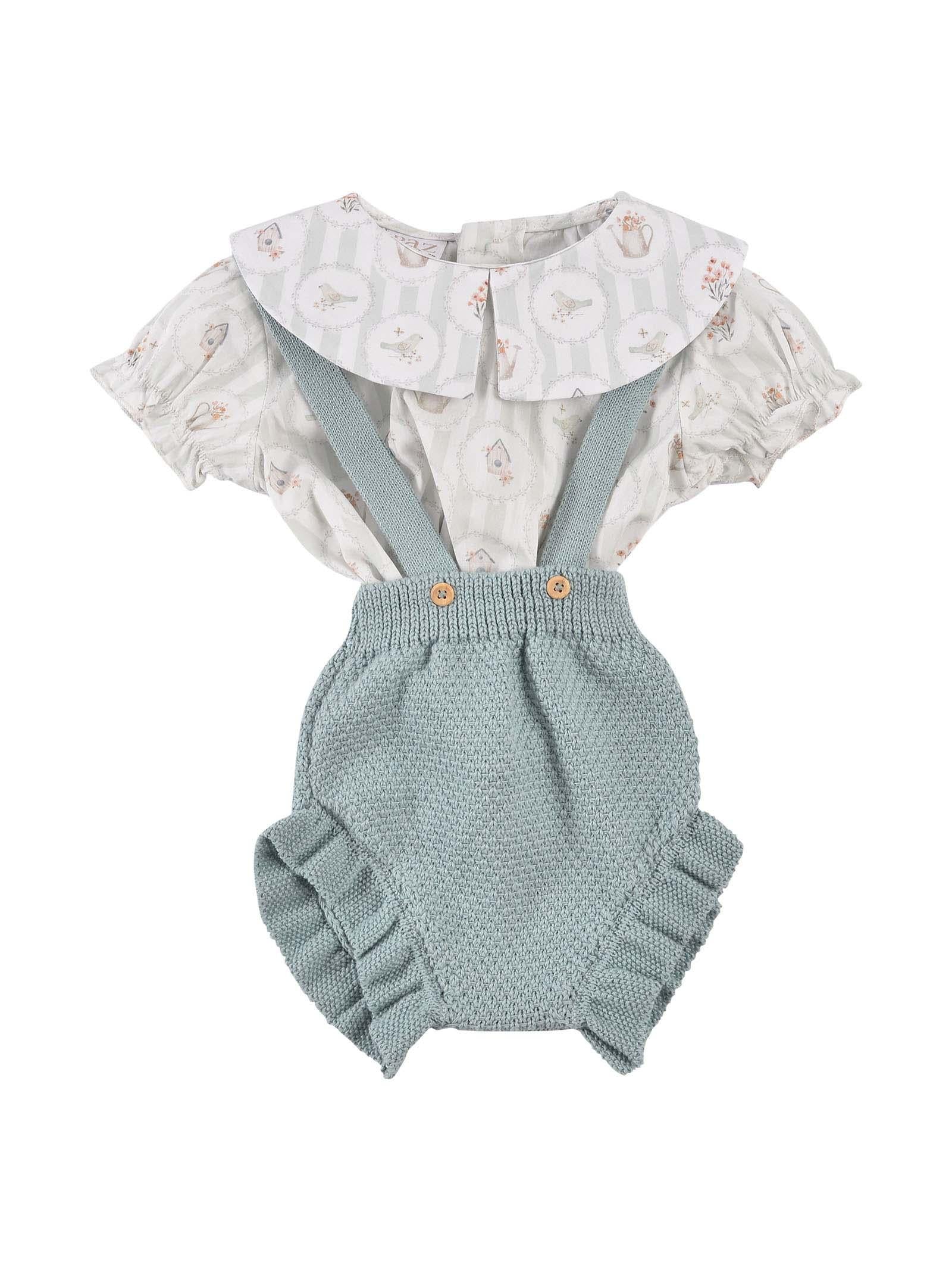 Completo camicia e pagliaccetto verde acqua