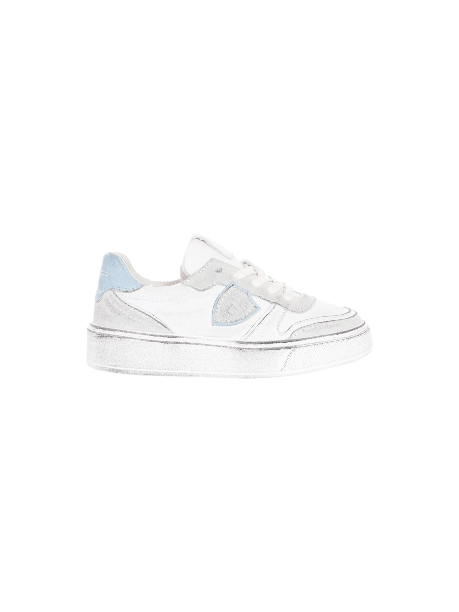 Sneakers bambino Philippe Model Nice bianche e turchese