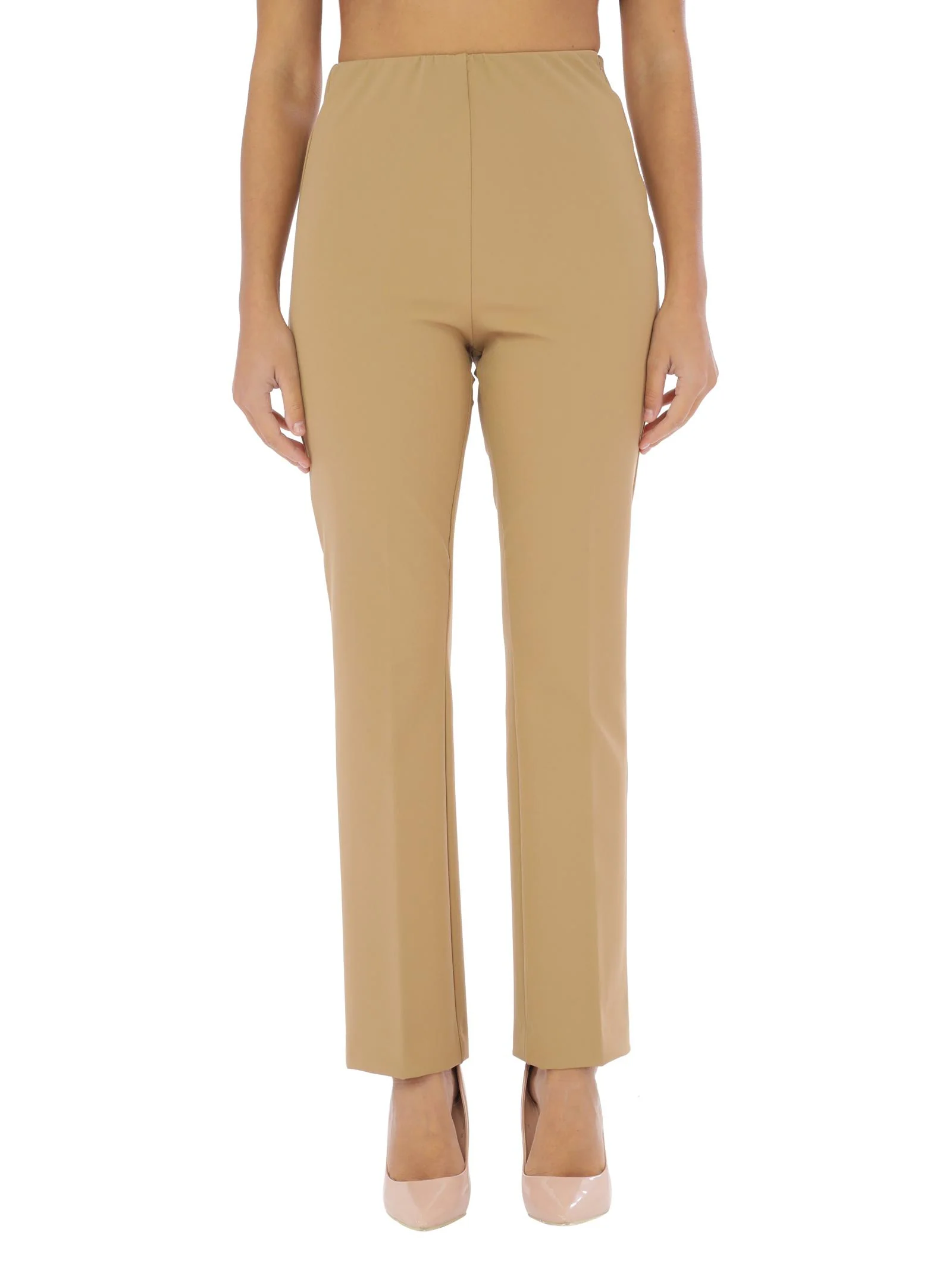 Pantaloni beige a zampetta