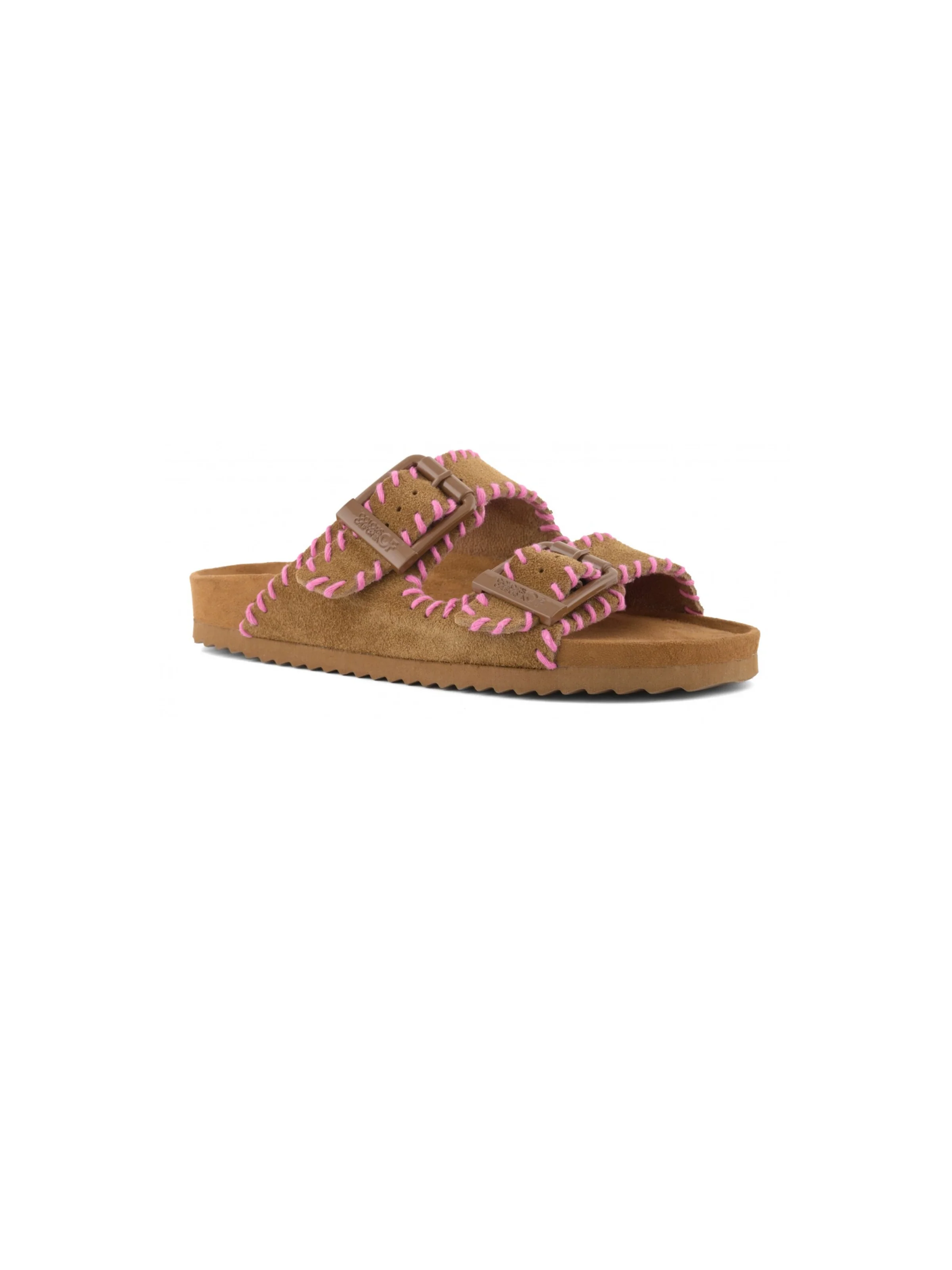 Sandali Colors Of California marrone in pelle scamosciata e stitching - Image 2
