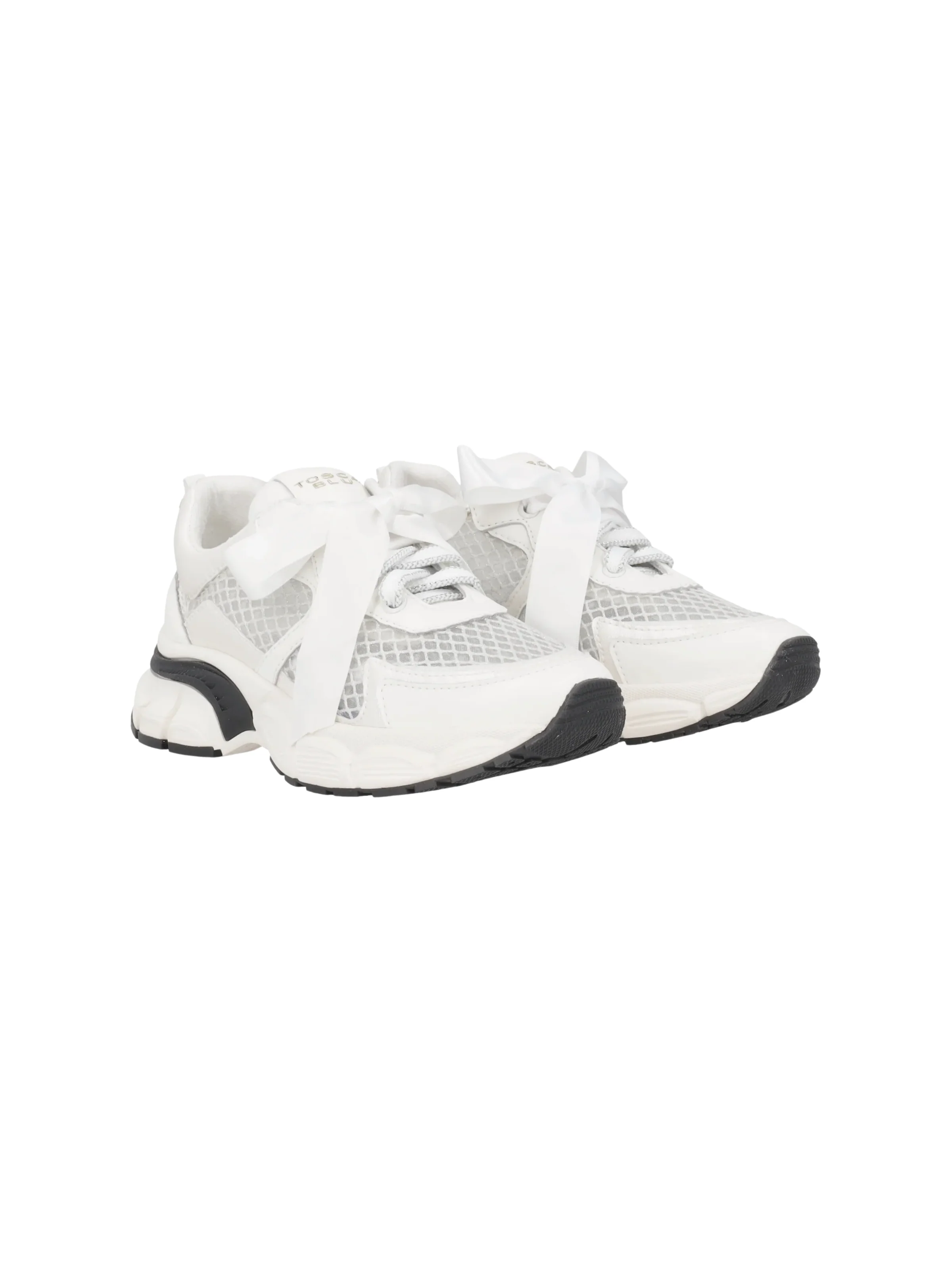 Sneaker "Mirabel" Tosca Blu bianco in rete con maxi fiocco