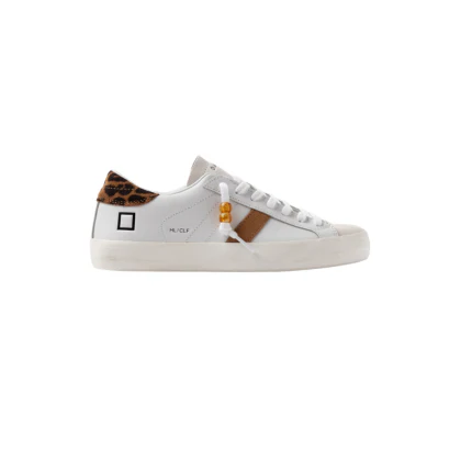 Sneakers "Hill Low Calf" D.a.t.e. bianche e inserti leopardati