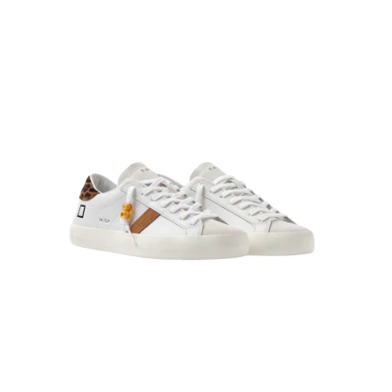 Sneakers "Hill Low Calf" D.a.t.e. bianche e inserti leopardati - Image 2