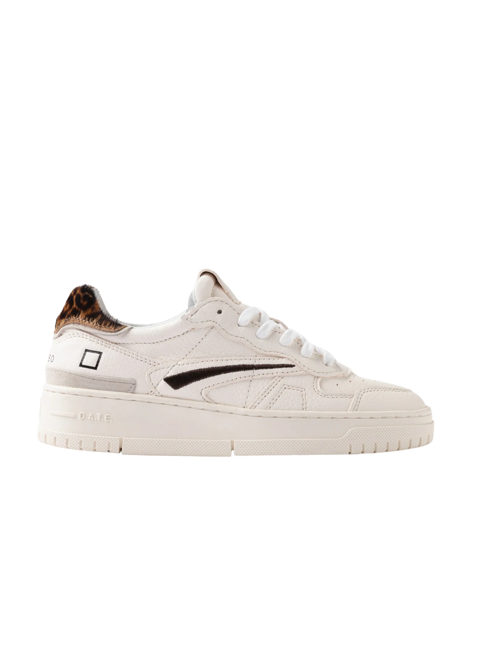 Sneakers "Torneo" D.a.t.e. bianca con dettaglio leopardato