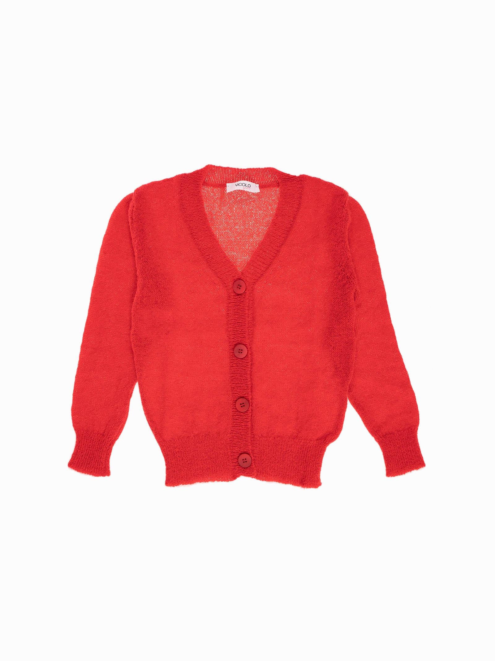 Cardigan rosso in misto lana Vicolo
